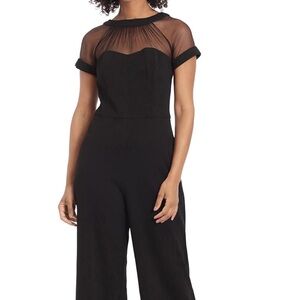 Maggy London Elegant Black Jumpsuit with Sheer Accents